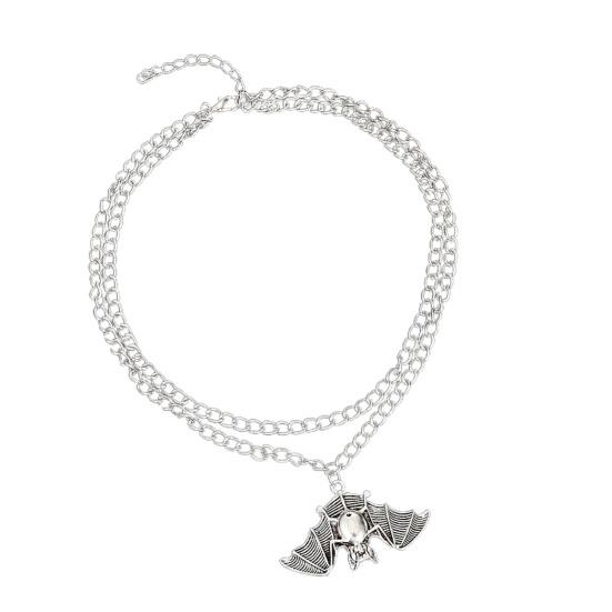 

Двухслойное ожерелье унисекс с подвеской в ​​виде летучей мыши, регулируемое забавное ожерелье в стиле панк на Хэллоуин