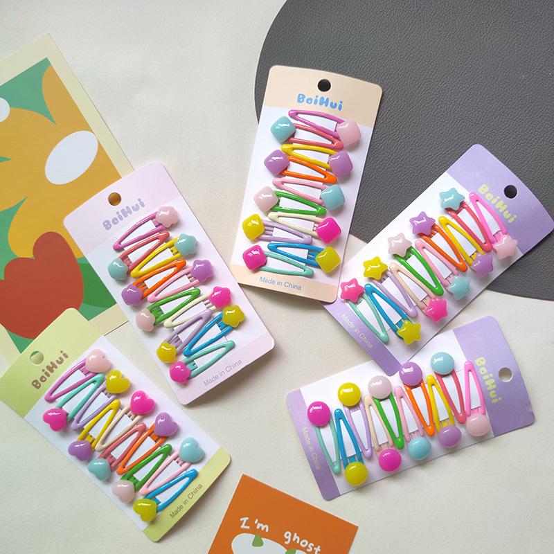 10 buc/Set Clips de păr colorați, lucioși și drăguți pentru fete, Ornament de păr fermecător, Agrafe mici, Accesorii de păr la modă pentru copii și fete