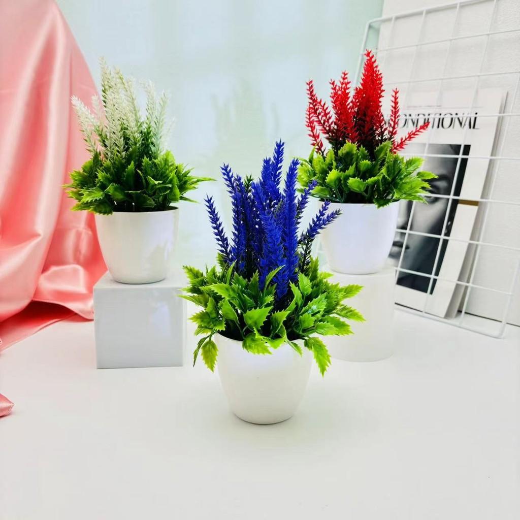 Grüne Künstliche Lavendelpflanze Runder Topf Topfpflanze Für Büro Wohnzimmer