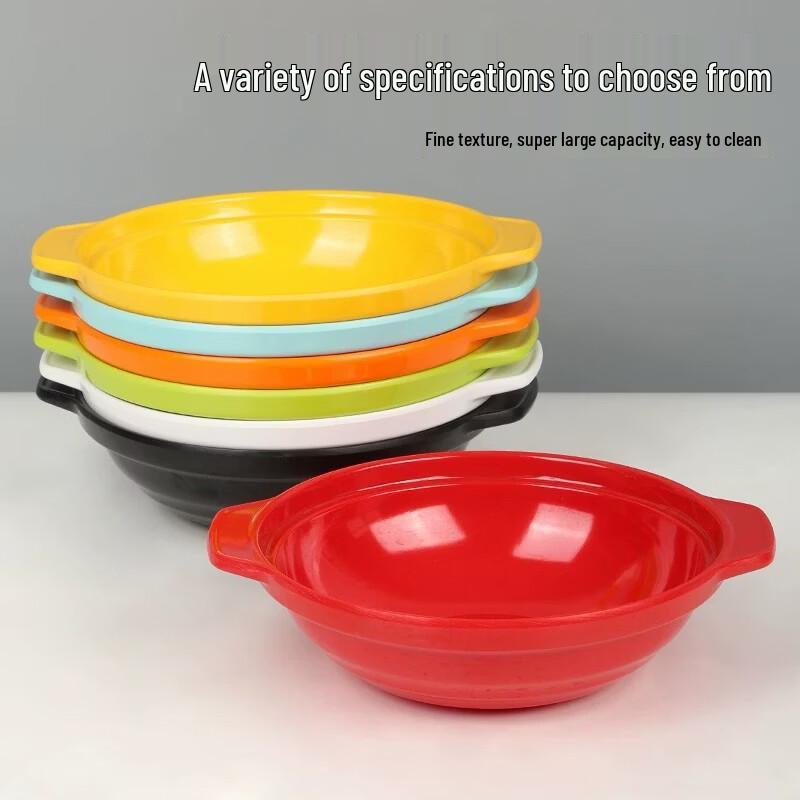 Gannian Melamine Ceramic-Style Double-Ear Casserole Bowl