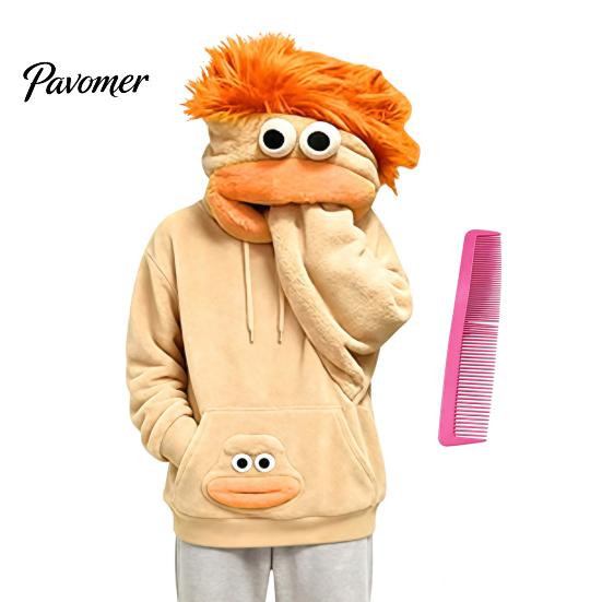 Unisex Pullover Top Big Mouth Creature Flannel Hoodie with Comb, Men Women Oversized Hooded Hoodies Sweatshirt, Thickened Plush Casual for Fall Winter