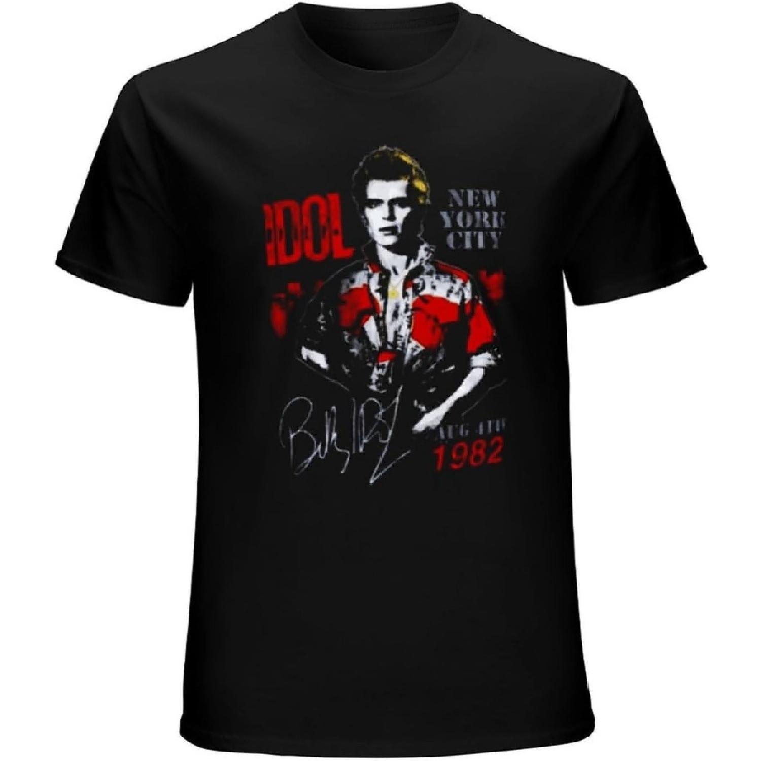 NOTEE Men s Billy Idol New York City 1982 Mens Signature Autograph Punk Rock Concert T-Shirts Black XXXXXL разноцветный