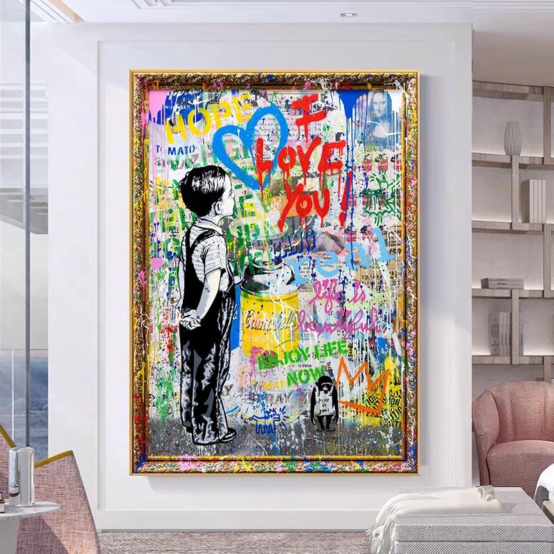 Bansky Art Follow Your Deams Cavnas Gemälde Graffiti Poster Zimmer Wandkunst Ölgemälde Druckgrafik Abstrakte Heimdekoration