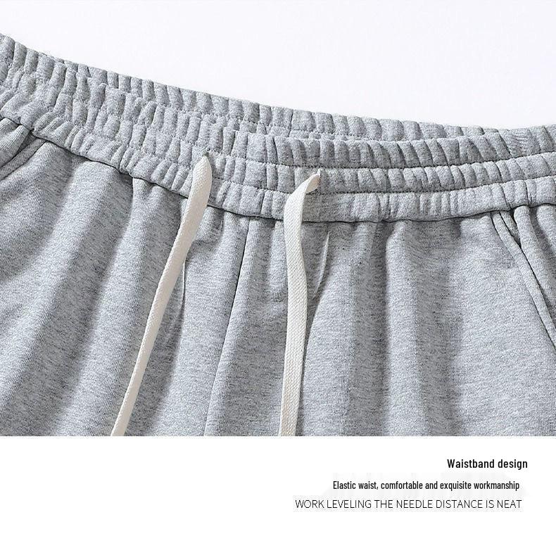 Men's 2025 Gray Loose-Fit Straight-Leg Sweatpants, Wide-Leg Casual Cotton for Spring/Fall