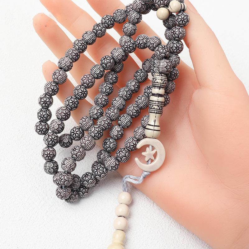 Imitation Wood 99-Bead 8mm Prayer Strand - Kukka-Style Muslim Rosary