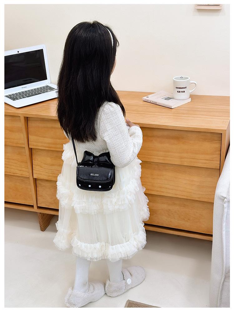 Set de Bolso Bandolera con Lazo de Lunares para Niñas y Monedero