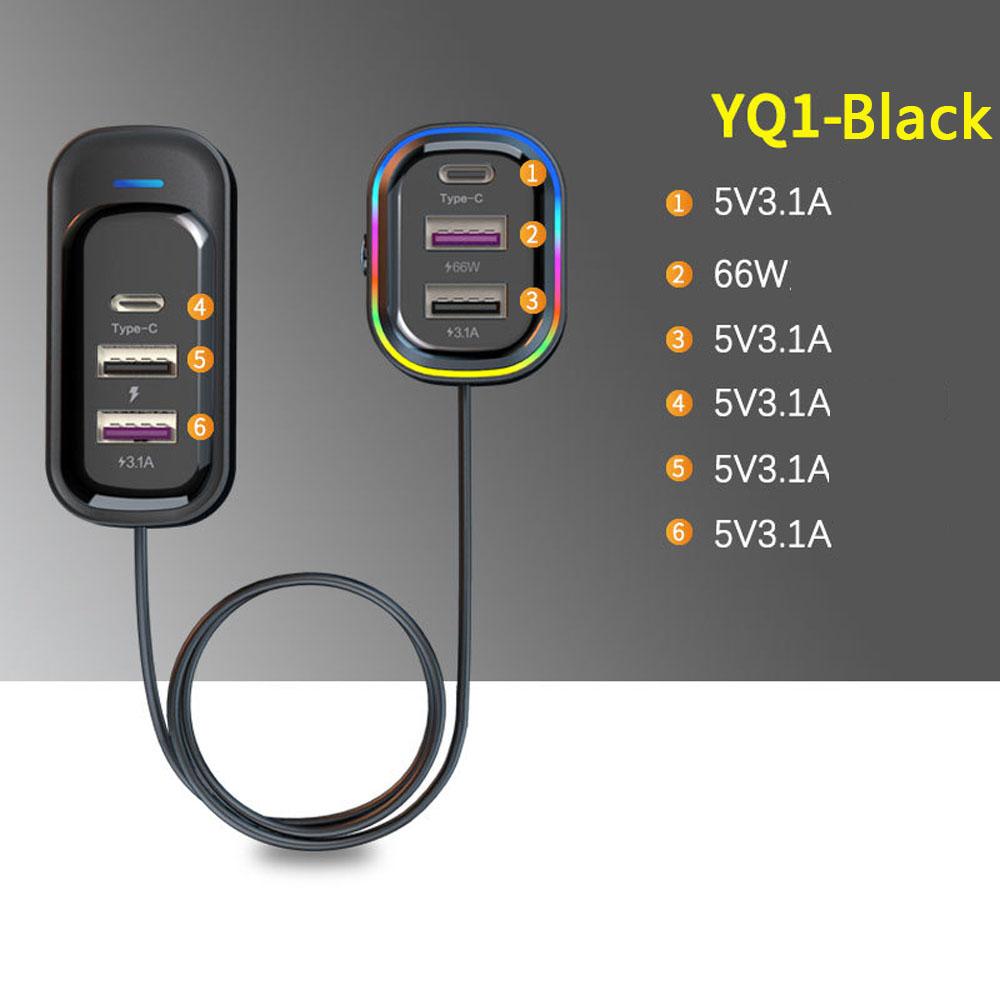 Car Charger 66W Super Fast Charging PD QC3.0 USB C Car Phone Charger Type C Ear Seat Multi-port Wired Phone Charger for Cars