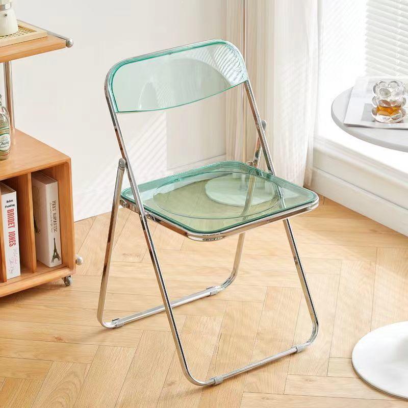 Trendy Clear Acrylic Folding Chair - Simple, Thickened Design for Makeup, Dining, or Home