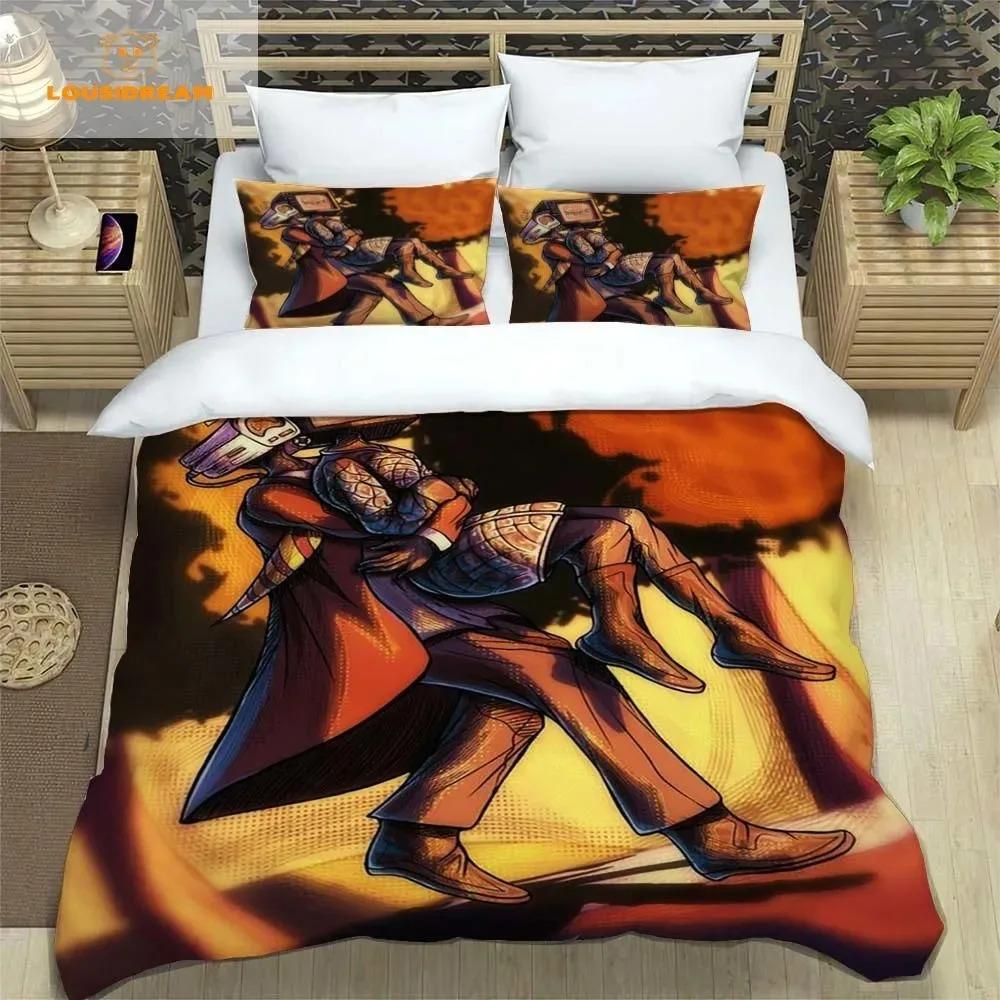 Skibidi Toilet Funny Kprl Speaker Cartoon Duvet Case Pillowcase Bedding Set Twin Full King for Boys Adults Bedroom