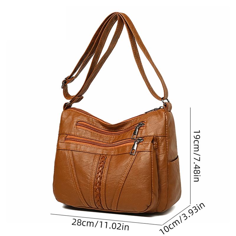 2025 New Fashion Women's Bag Large-capacity Soft Leather Messenger Bag Waterproof and Lightweight Multi-pocket Simple Versatile Shoulder Bag