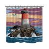 Shower Curtain Digital Printing Shower Curtain Lighthouse Landscape Polyester Bathroom Partition Curtain Bathroom Four-Piece Set