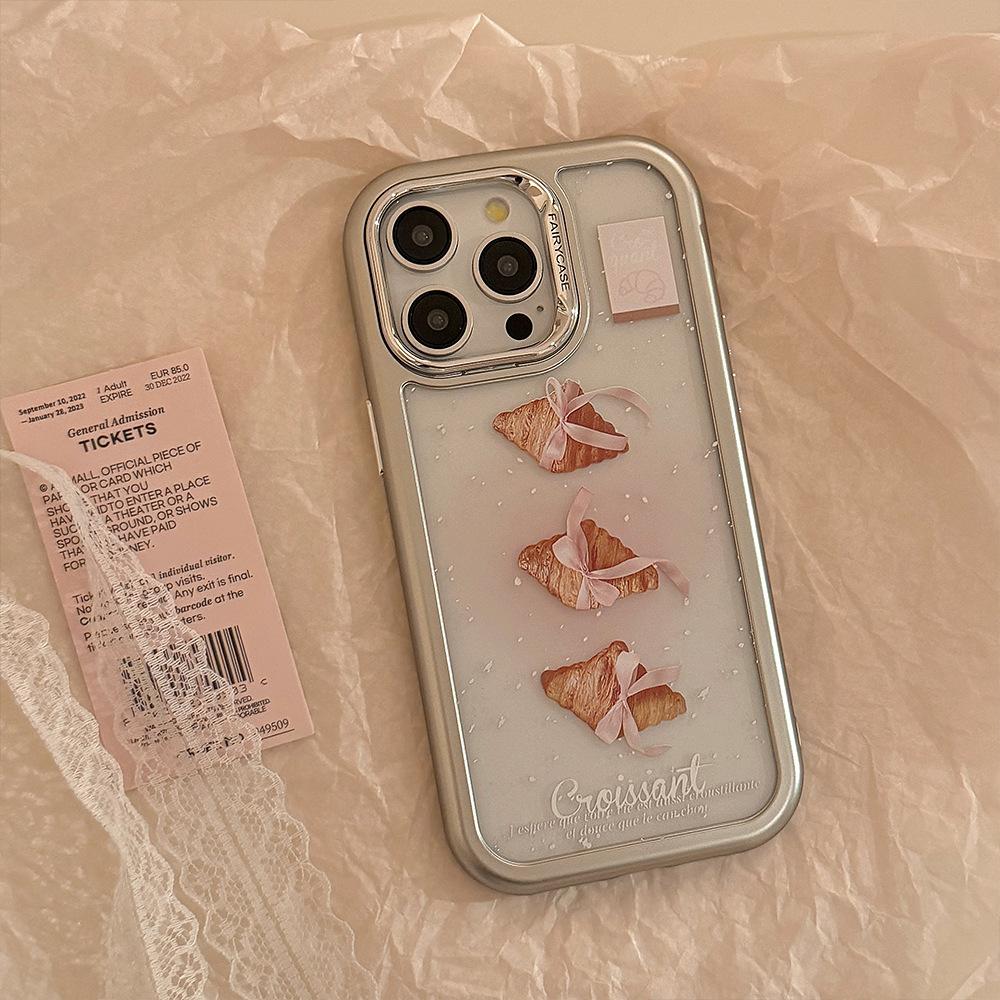 Ins Wind Croissant IPhone 16pro Max Apple Phone Case 14 Acrylic Anti Fall 15 Suitable for 13 Sweet