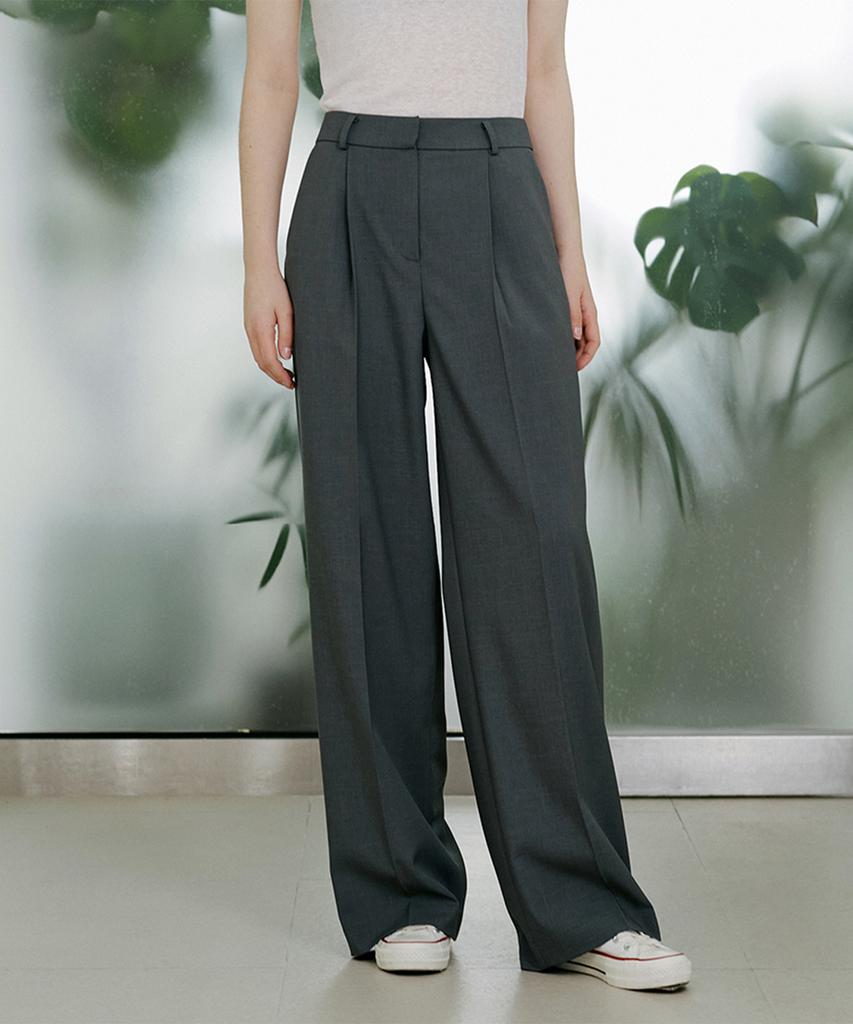 PINBLACK Single-Pleat Semi-Wide Pants Gray