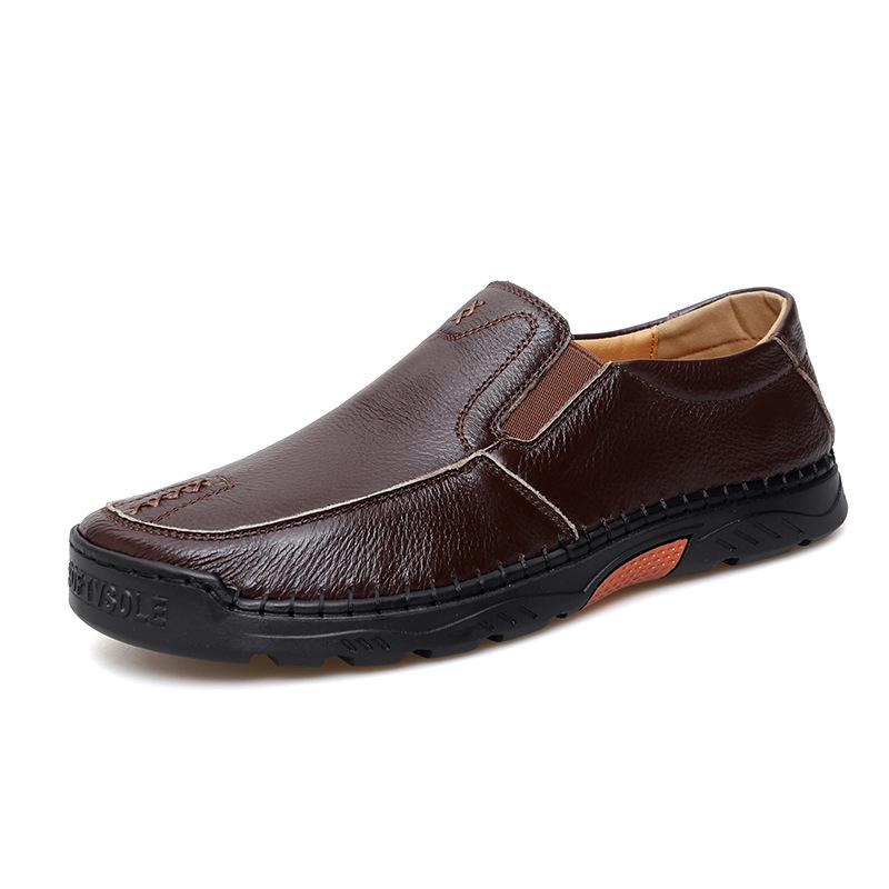 Handmade Plus Size Men s Low-Top Leather Slip-On Casual Shoes 44