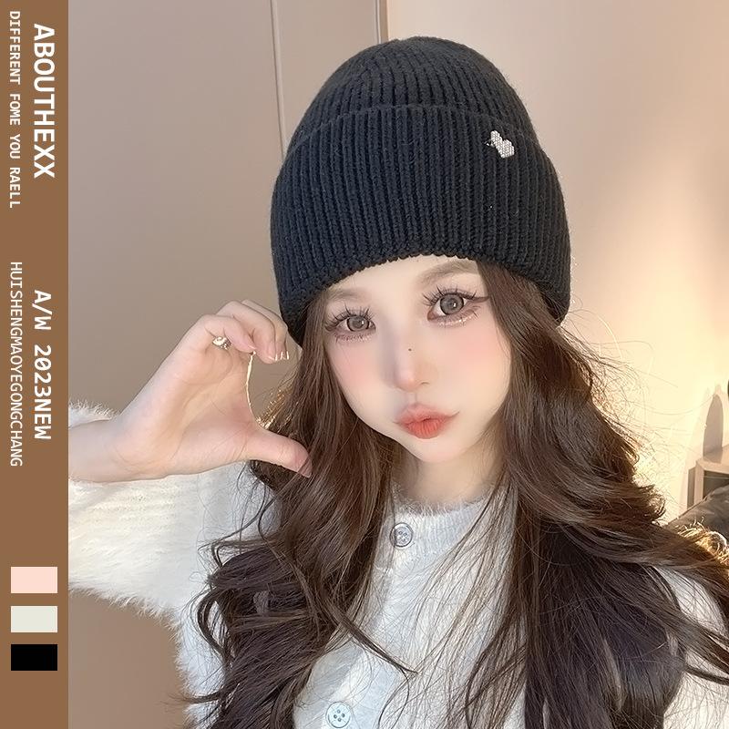 Hats for Women In Autumn and Winter Big Head Circumference Warm Knitted Hat Korean Style Versatile Ear Protection Cold Hat Couple Love Wool Hat
