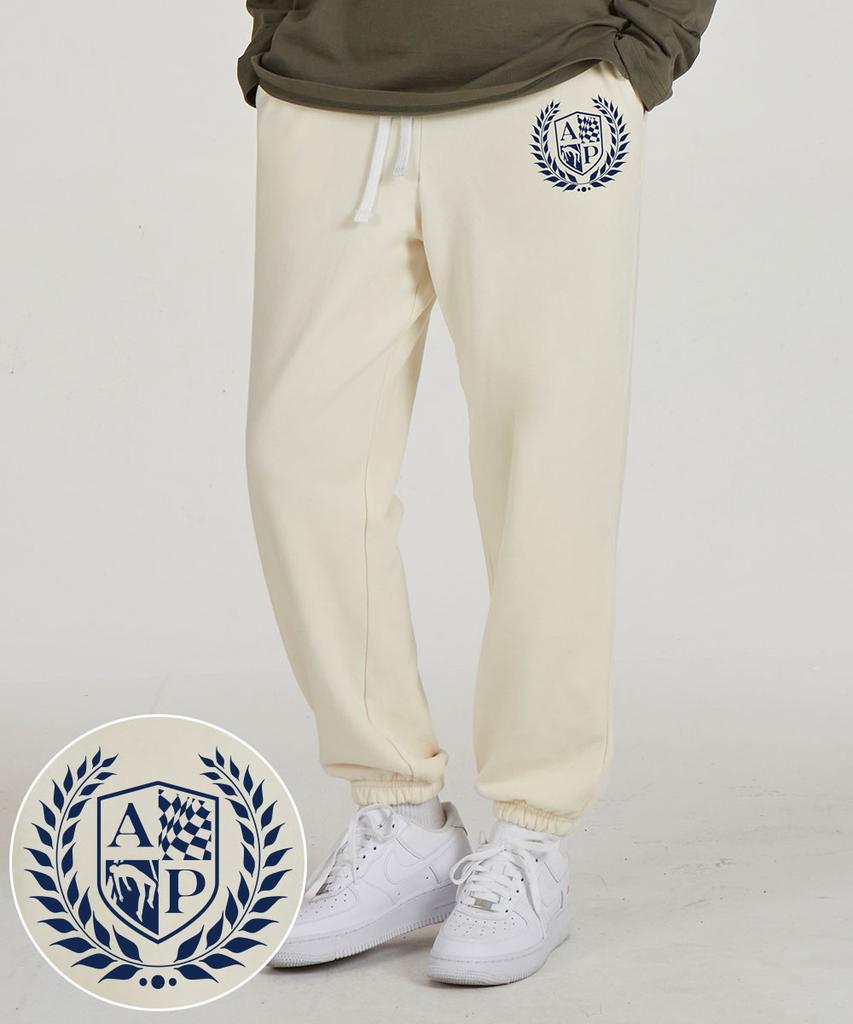ASTRAL PROJECTION Shield Emblem Comfortable Training Sweat Jogger Pants_Cream