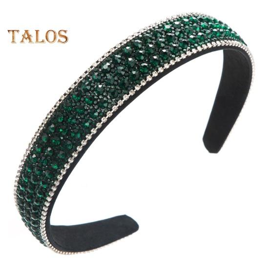 Retro Wide Hair Hoop Shiny Rhinestones Inlaid Lightweight Headband Bright Color Hairband Hair Accessories