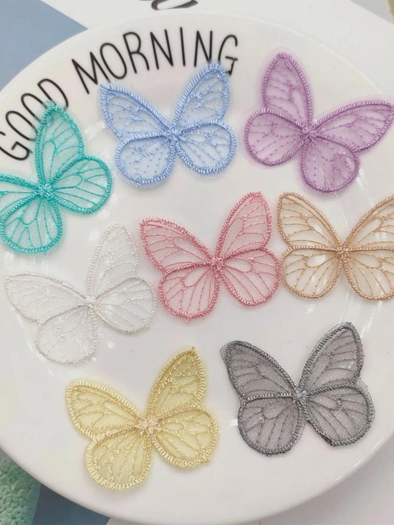 10pcs-Embroidered butterfly headwear accessories, hair clips, patches, patches, clothing, shoes, socks, accessories