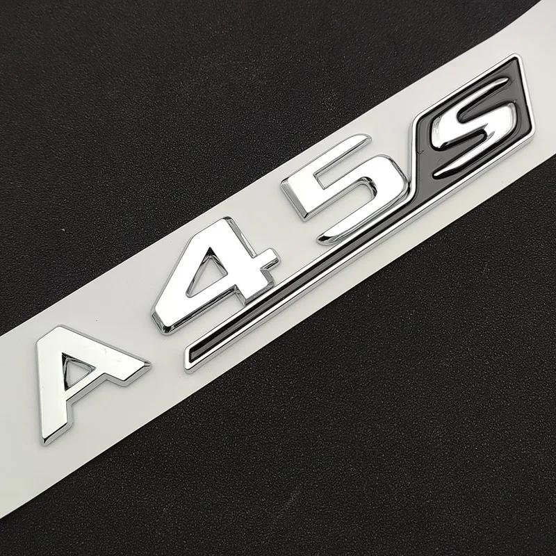 3D ABS Chrom Schwarz A45 S Logo A45S Emblem Aufkleber Kofferraum Auto Buchstaben Turbo 4matic Abzeichen für A45S AMG W177 Zubehör