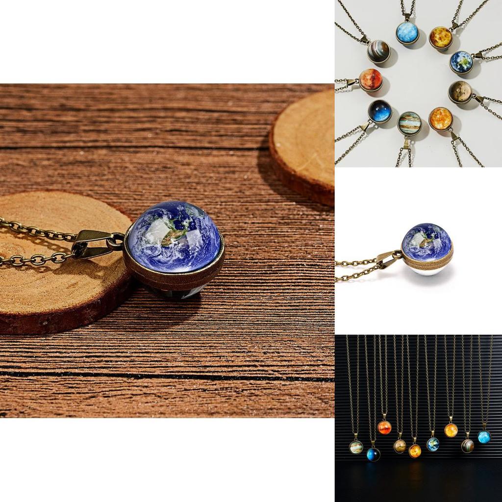Starry Galaxy Pendant Necklace With Glowinthedark Doublesided Glass For Men And Women