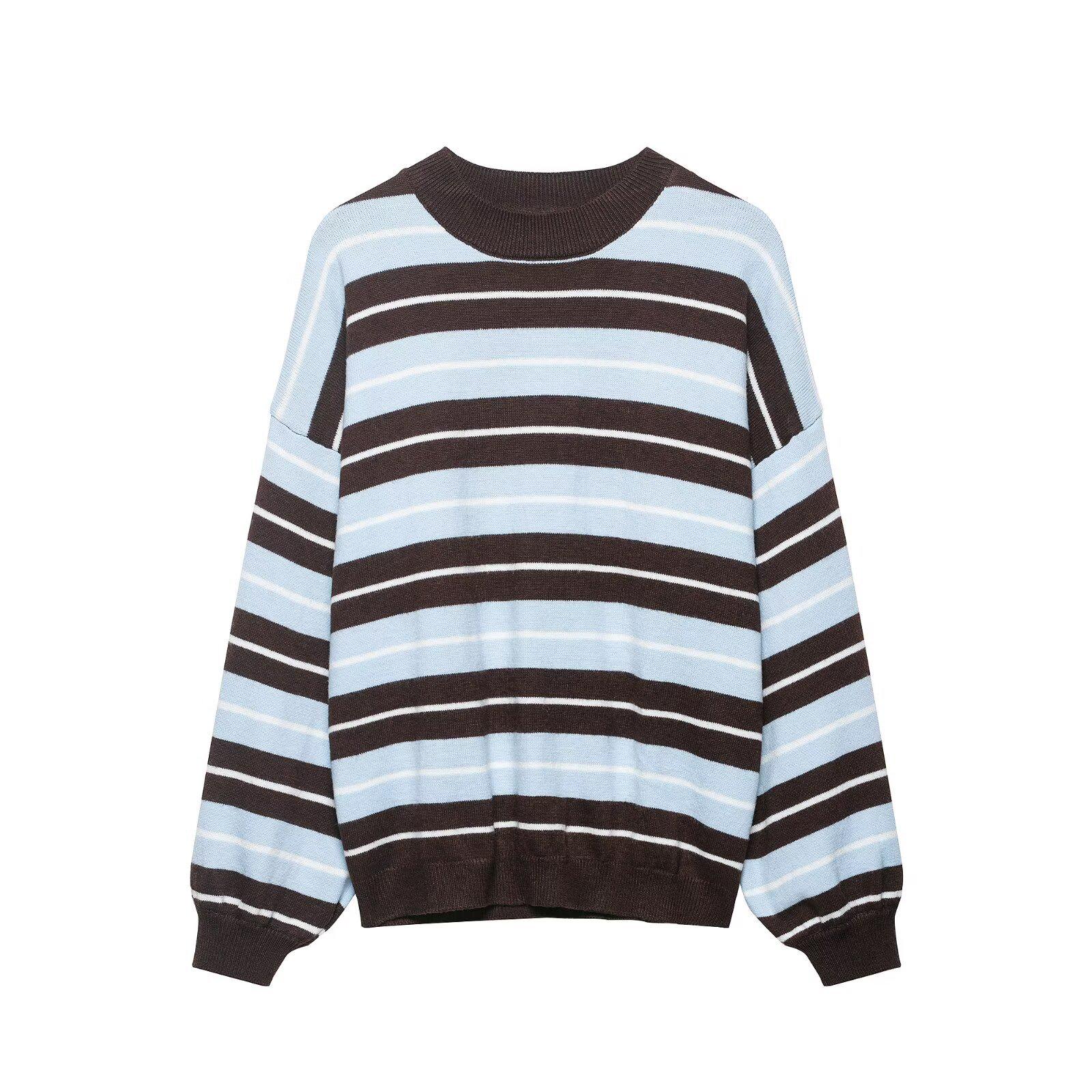 Stylish European Striped Knitwear Large