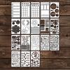 18 Stück Journaling Schablonen Set Vorlage Geometrische Form Buchstaben Schablone Scrapbooking Schablonen zum Malen und Dekorieren Kunststoff