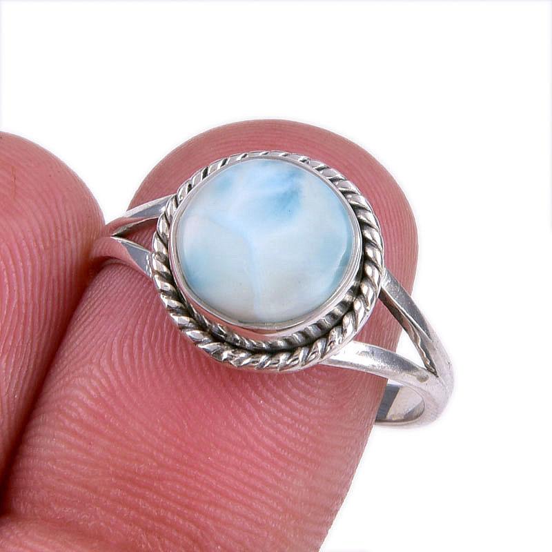 

Natural Republic Larimar Gemstone 925 Solid Silver Jewelry Ring Size 8.5 r0w28