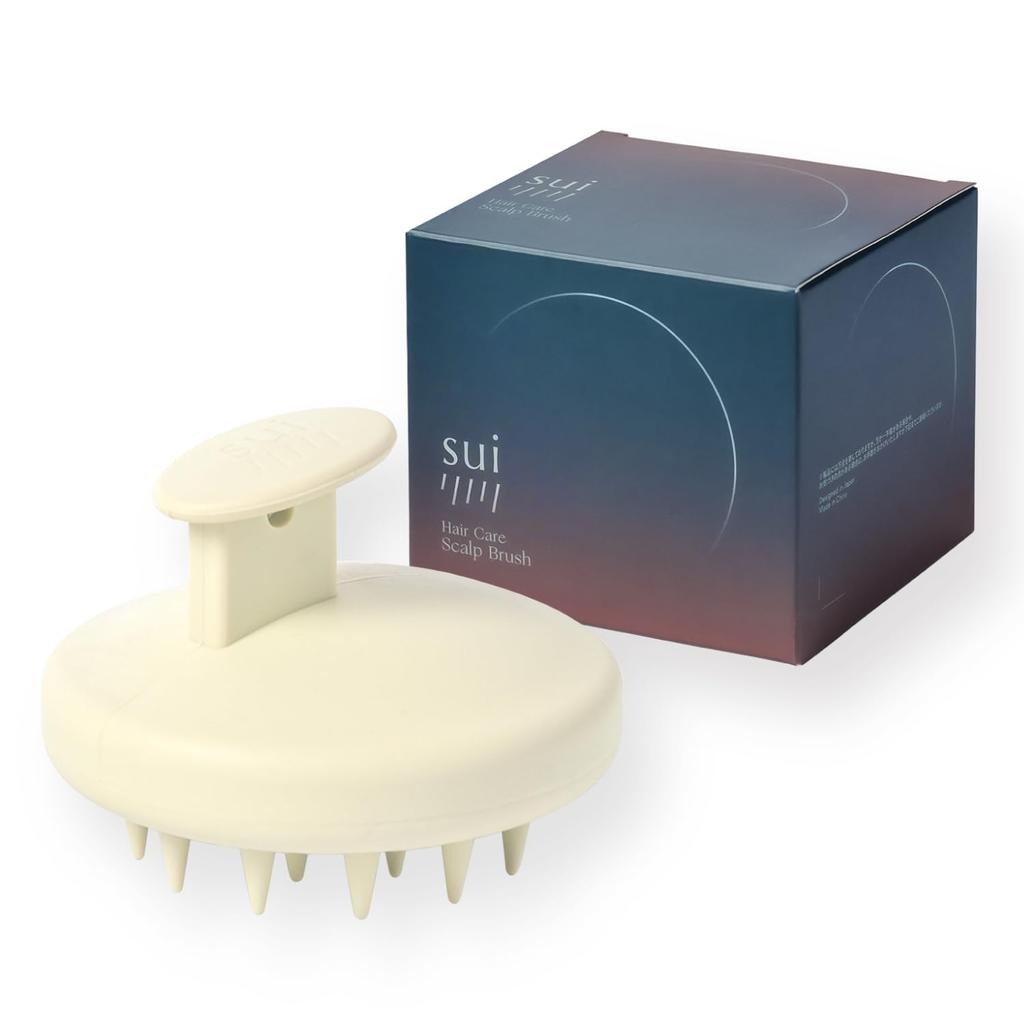 sui Head Spa Shampoo Scalp Pore Unisex Brush, Massager, Silicone, Cleansing, (Off White)