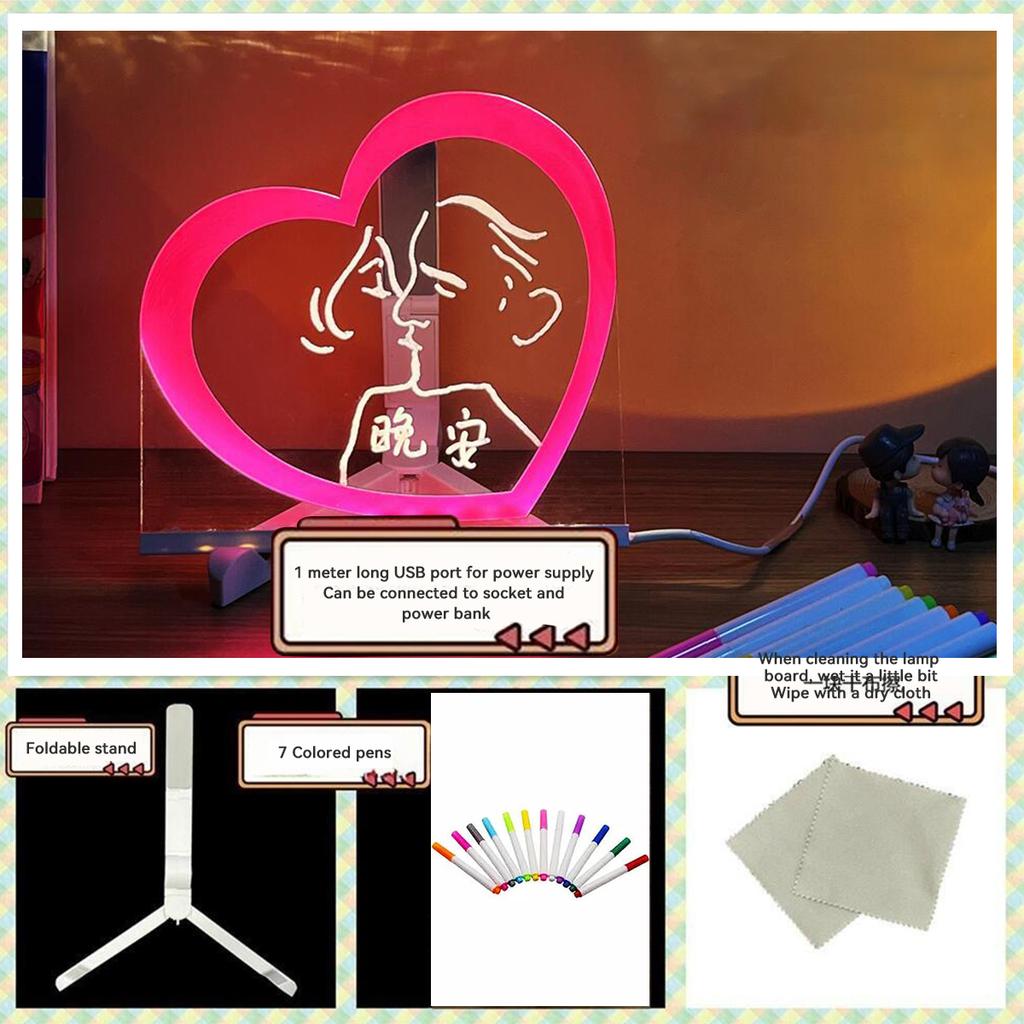 LED Glowing Transparent Marking Board Acrylic Erasable Adult, Children Art DIY Painting Board Home Office Store Supplies