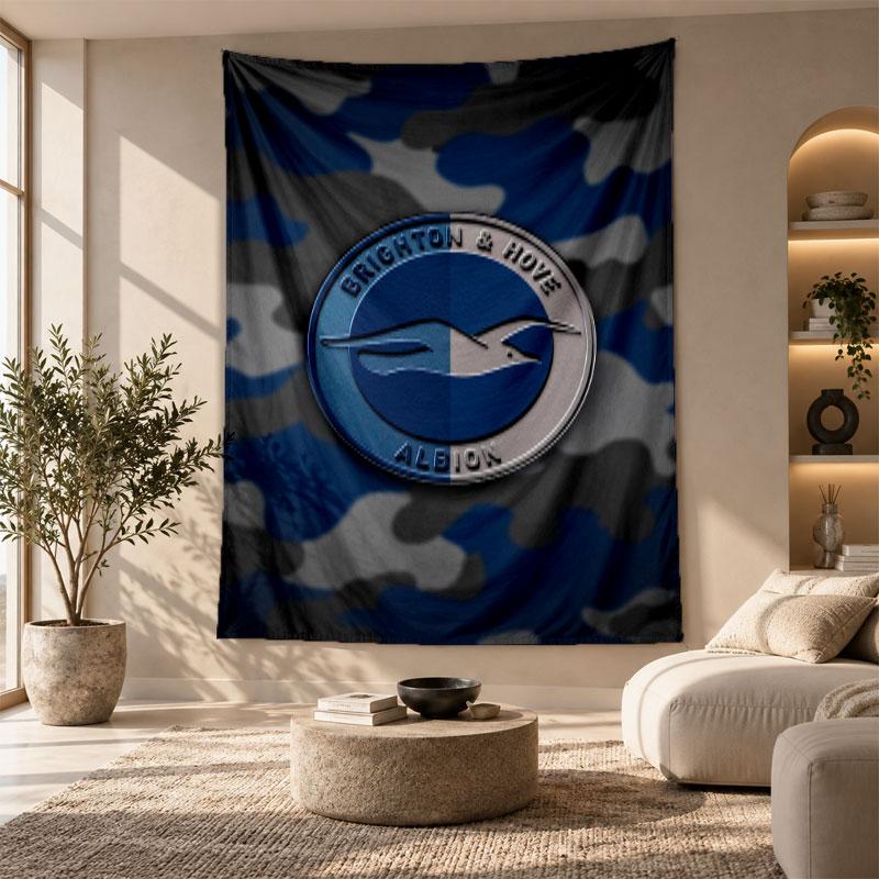 Arazzo Decorativo, Arte da Parete Stampato Calcio Brighton & Hove Albion, Appeso a Parete Leggero per Sfondo Camera da Letto