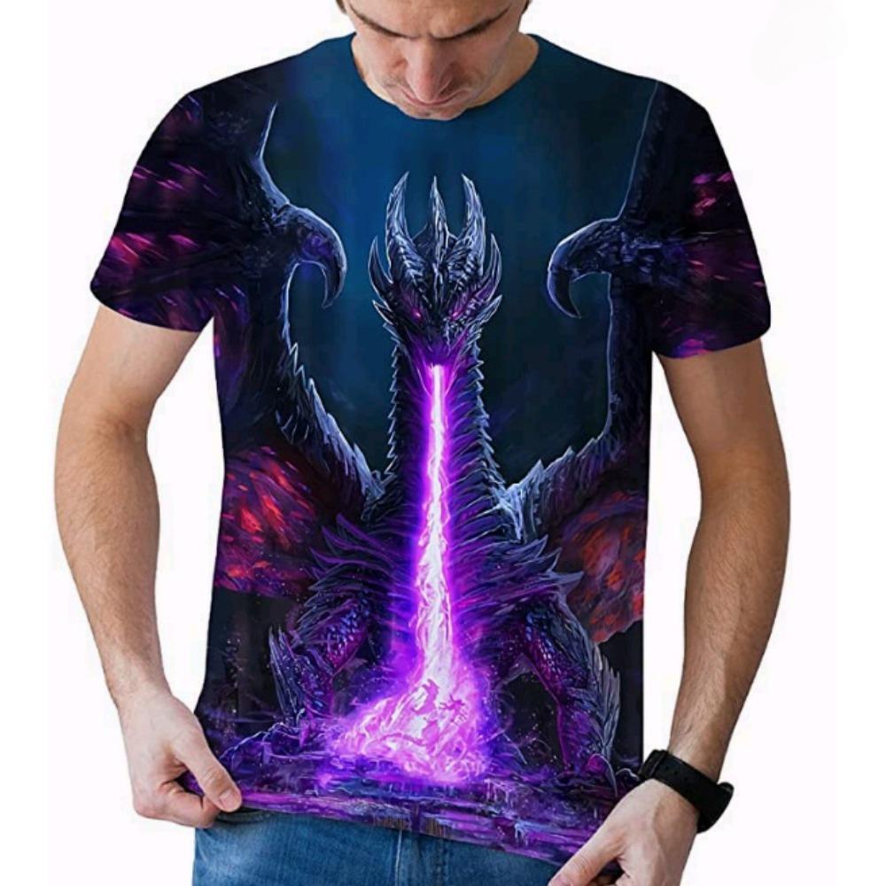 Animal Series 3D Digital Printed Men's Fashion Trend Round Neck Short Sleeved T-shirt