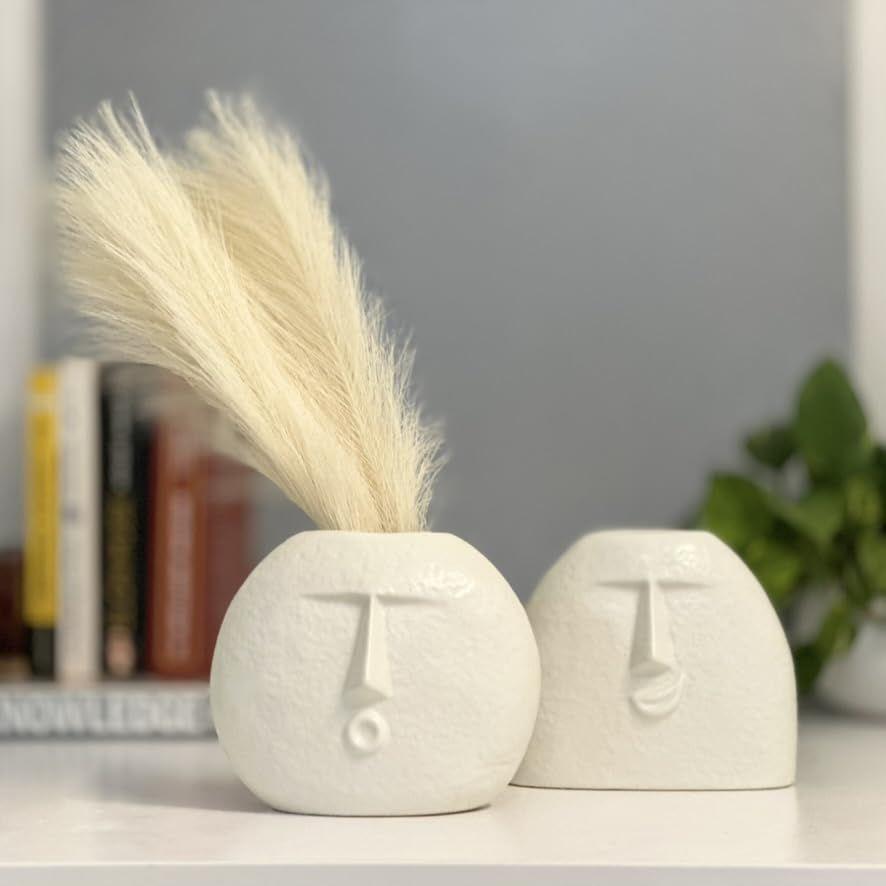 Modern Decorative Face Ceramic Vase for Home Décor | Centerpieces | Kitchen | Office or Living RoomCeramic Flower Vase