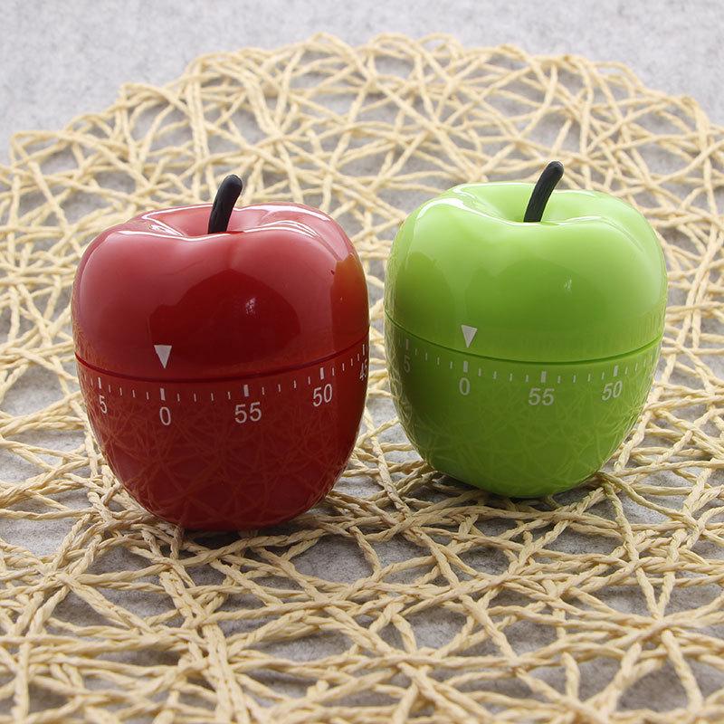 Green Apple Mechanical Kitchen Timer with Alarm for Study and Cooking.