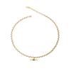 18K Gold Plated Korean Retro Curved Chain Necklace with Emerald Zircon for Women (Autumn/Winter)