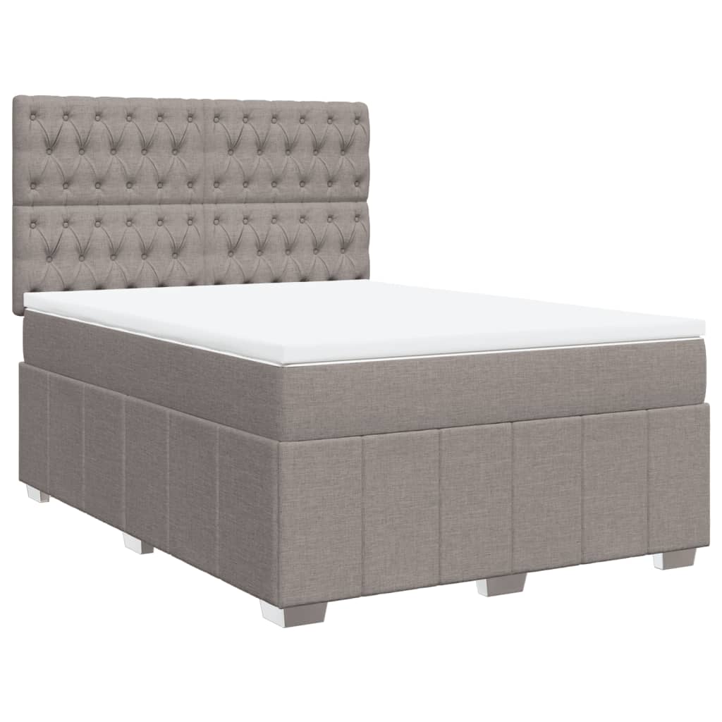 Vidaxl Letto Continentale Con Materasso, Taupe, Tessuto, 140X190 Cm