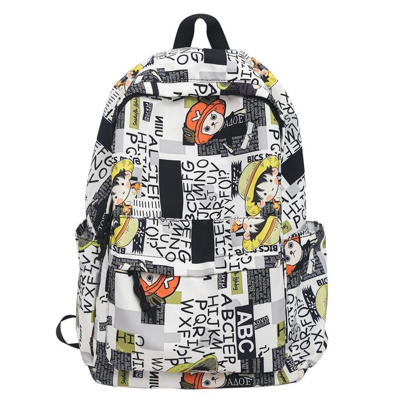 Schoolbag New Large Capacity Graffiti Backpack Multi-compartment High School Backpack Fashion Trend Travel Bag Men's and Women's