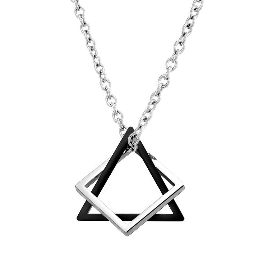 Cold Wind Geometry Triangular Square Combination Necklace, Hip-Hop Trendy Male And Female Couples Pendant.