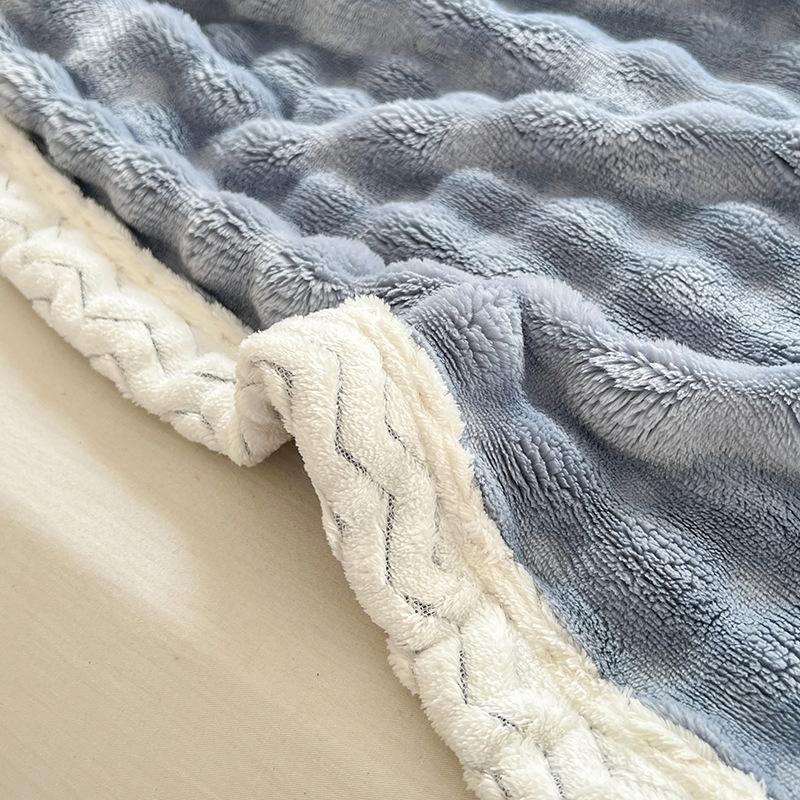 Soft Coral Fleece Winter Plush Blanket Solid Color Faux Rabbit Velvet Cozy Sofa Cover Single Skin-Friendly Fluffy Bed Cover