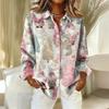 Dameskjorte med blomsterprintknapper, langermet avslappet vanlig skjorte bluser avslappet plussstørrelse basic topper