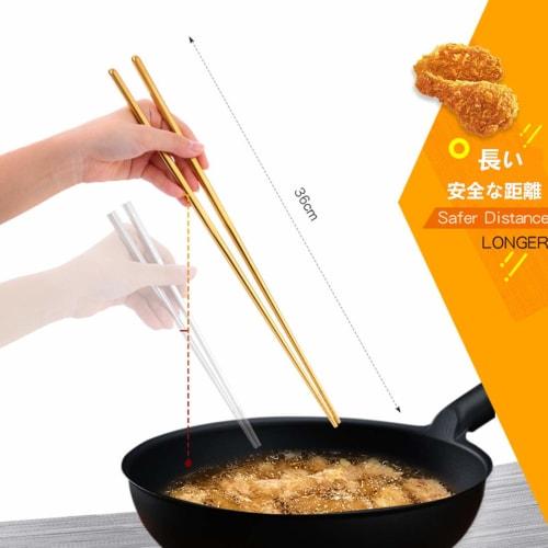 Buyer Star Stainless Steel Chopsticks for Cooking and Frying, 36cm Long, Made of 18-8 Stainless Steel, Square Shape, Stable, Hygienic, Easy To Clean,