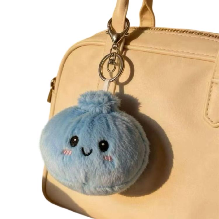 

Whimsical Steamed Bread Key Fob Ergonomic Stress Ball Alternative In Cozy Plush Fabric Portable Stress Reliever синій