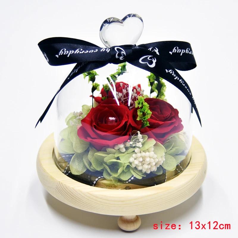 Valentines Day Gift for Girlfriend Eternal Rose LED Light Flower In Glass Cover Mothers Day Birthday Party Wedding Decoration