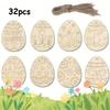32/16/8pcs Easter Wooden Assorted Colored Egg Shapes, Ornaments, Easter Decorations Easter Holiday Pendants And Hanging Decorati