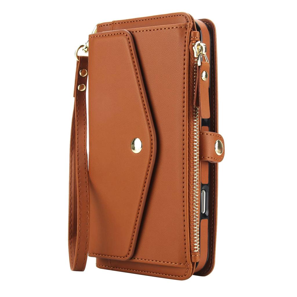Per Custodia Portafoglio iPhone 17 Pro Max/Air/17 Pro, Porta Carte con Blocco RFID, Cover Magnetica Staccabile per Telefono con Tracolla