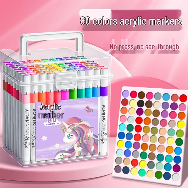 Набор акриловых маркеров из 80 цветов для детей – Акварельные кисти-маркеры для рисования и граффити
