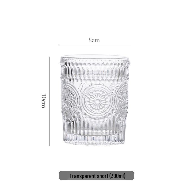 Sunflower Glass Water Cup - European Style Relief Design for Juice, Beverage, or Milk. Ideal for Home or Office. Free Shipping Included.