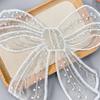 White Beaded Organza Bow Patch Sticker Clothing T-Shirt Top Children'S Clothing Decorative Cloth Sticker Accessories