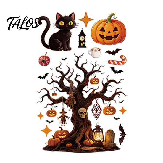 PVC Elektrostatische Stickers Halloween Statische Raamstickers, Glas met Spook Kat Vleermuis Winkel Displays Patronen, Herbruikbare Feeststickers voor Ramen Feest