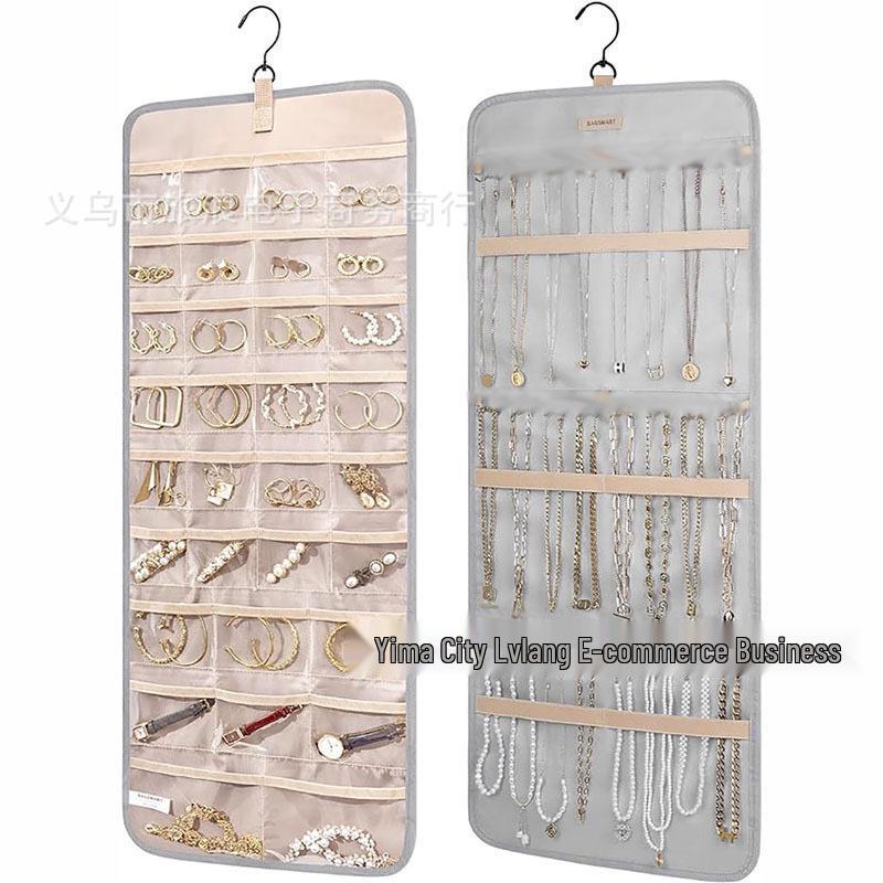 

Double-Sided Hanging Jewelry Organizer with Metal Hooks for Earrings, Necklaces, and Rings Small 64*36*1cm серый