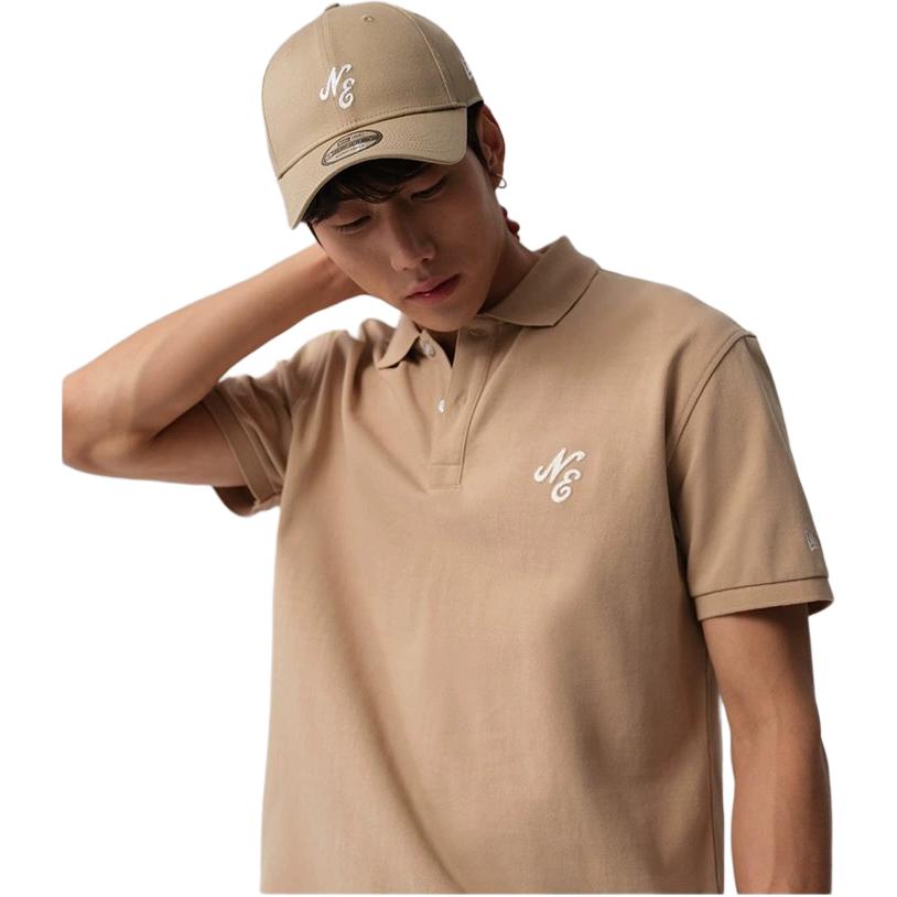 New Era SS24 Embroidered Minimalist Casual Breathable Loose Short Sleeve Polo Shirt Unisex Polo Shirts Khaki 14341336